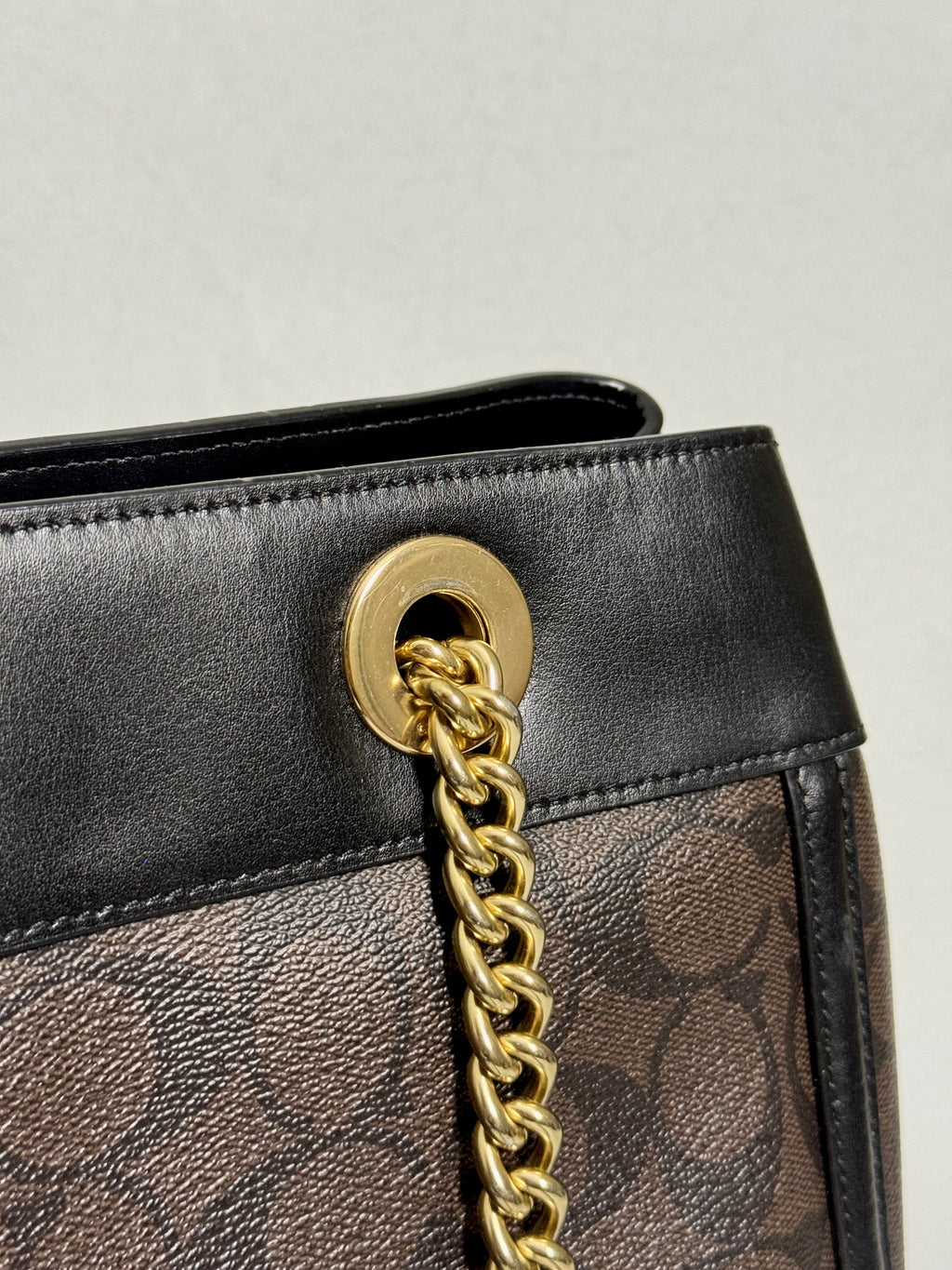 Coach Brooke Chain Carryall Shoulder Bag in Signature Canvas and Gold Hardware (Rare)