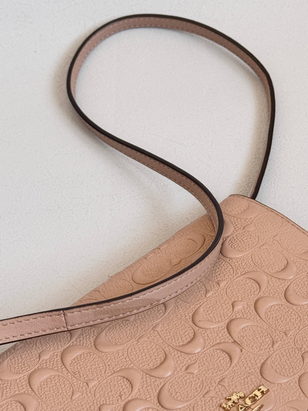 Coach Dusty Rose Pink Embossed Logo Anna Foldover Crossbody Bag