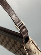 Gucci GG Canvas Abbey D-Ring Pochette Handbag Champagne Gold Hardware