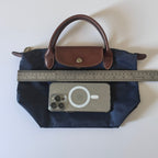 Longchamp Le Pliage Navy Blue & Green Small & Large Short Handle