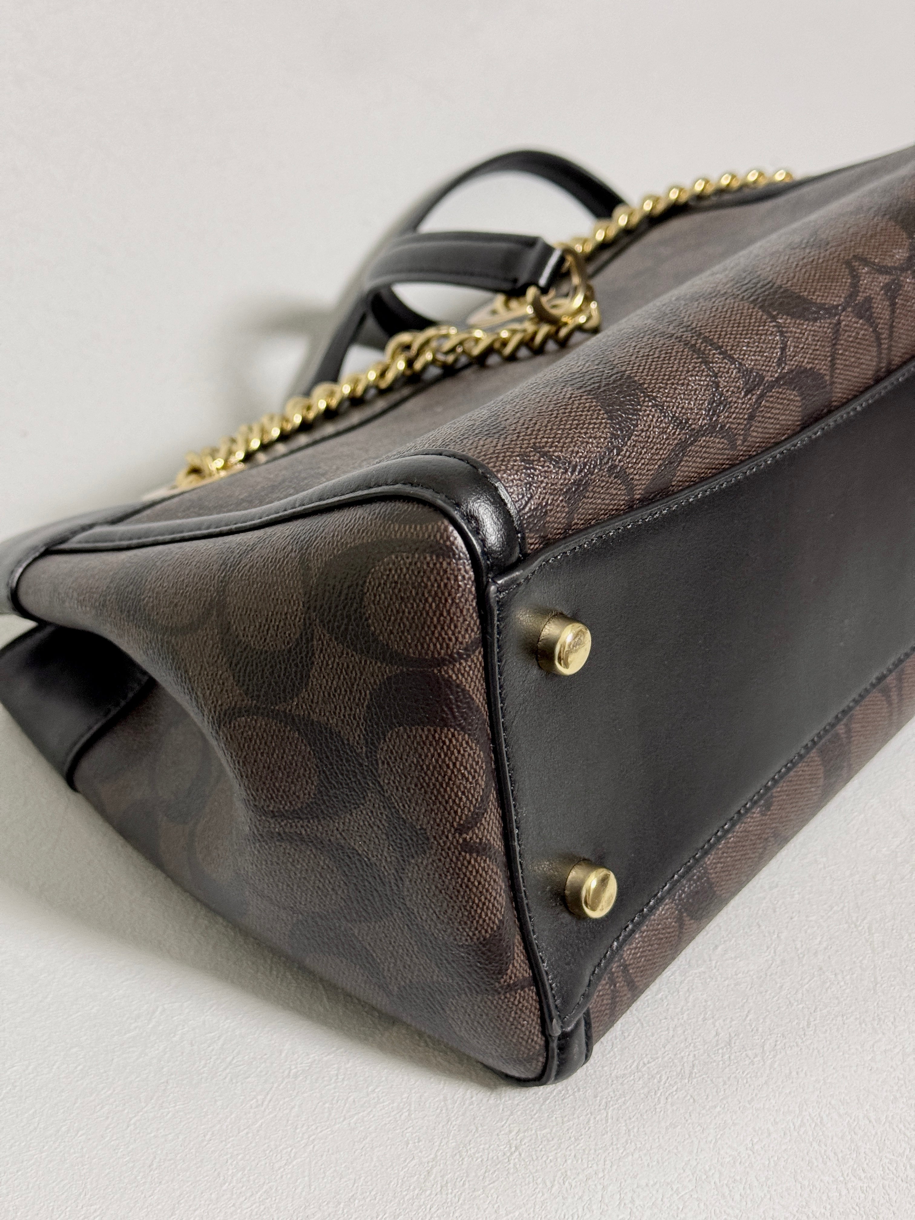 Coach Brooke Chain Carryall Shoulder Bag in Signature Canvas and Gold Hardware (Rare)