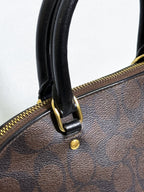 Coach Mini Sierra Handbag in Signature Brown Canvas with Strap