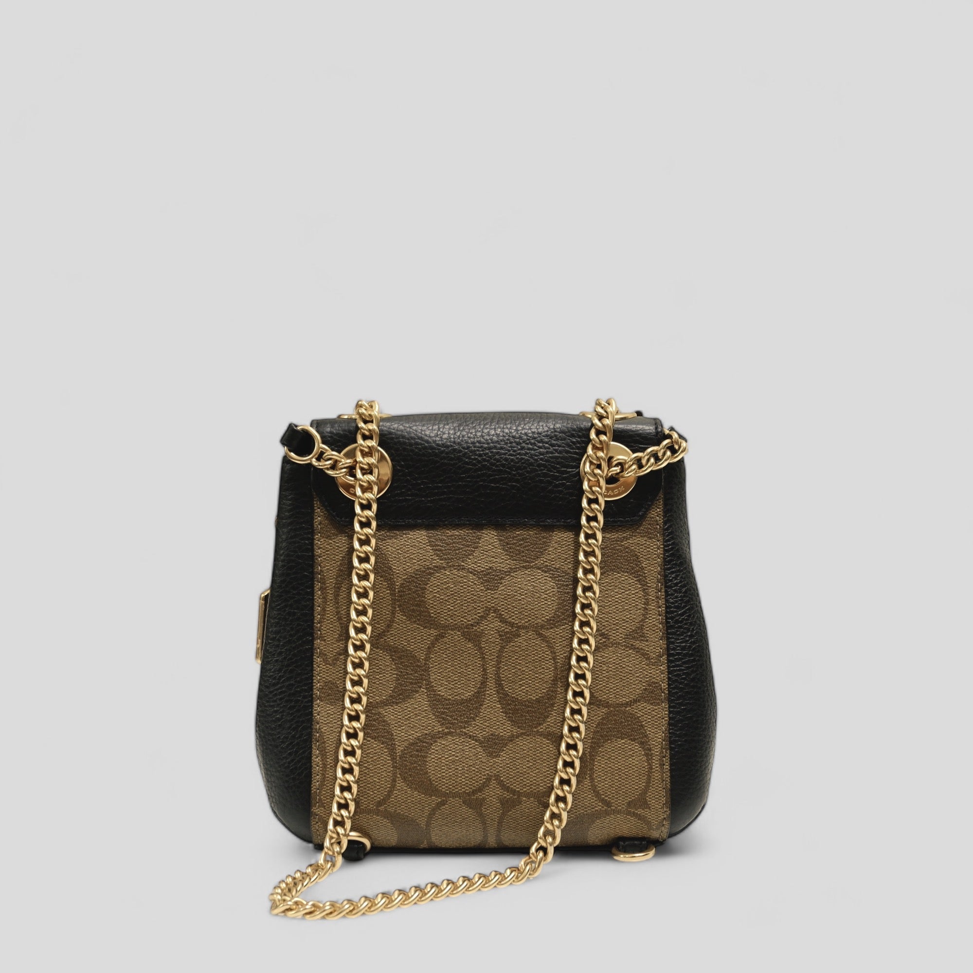 Coach Convertible Mini Backpack in Black and Khaki Signature Canvas