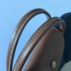 Longchamp Le Pliage Navy Blue & Green Small & Large Short Handle