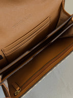 Michael Kors Tan and Off White Wallet on Gold Chain Crossbody Bag