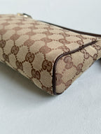 Gucci GG Canvas Abbey D-Ring Pochette Handbag Champagne Gold Hardware