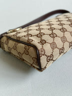 Gucci GG Canvas Abbey D-Ring Pochette Handbag Champagne Gold Hardware