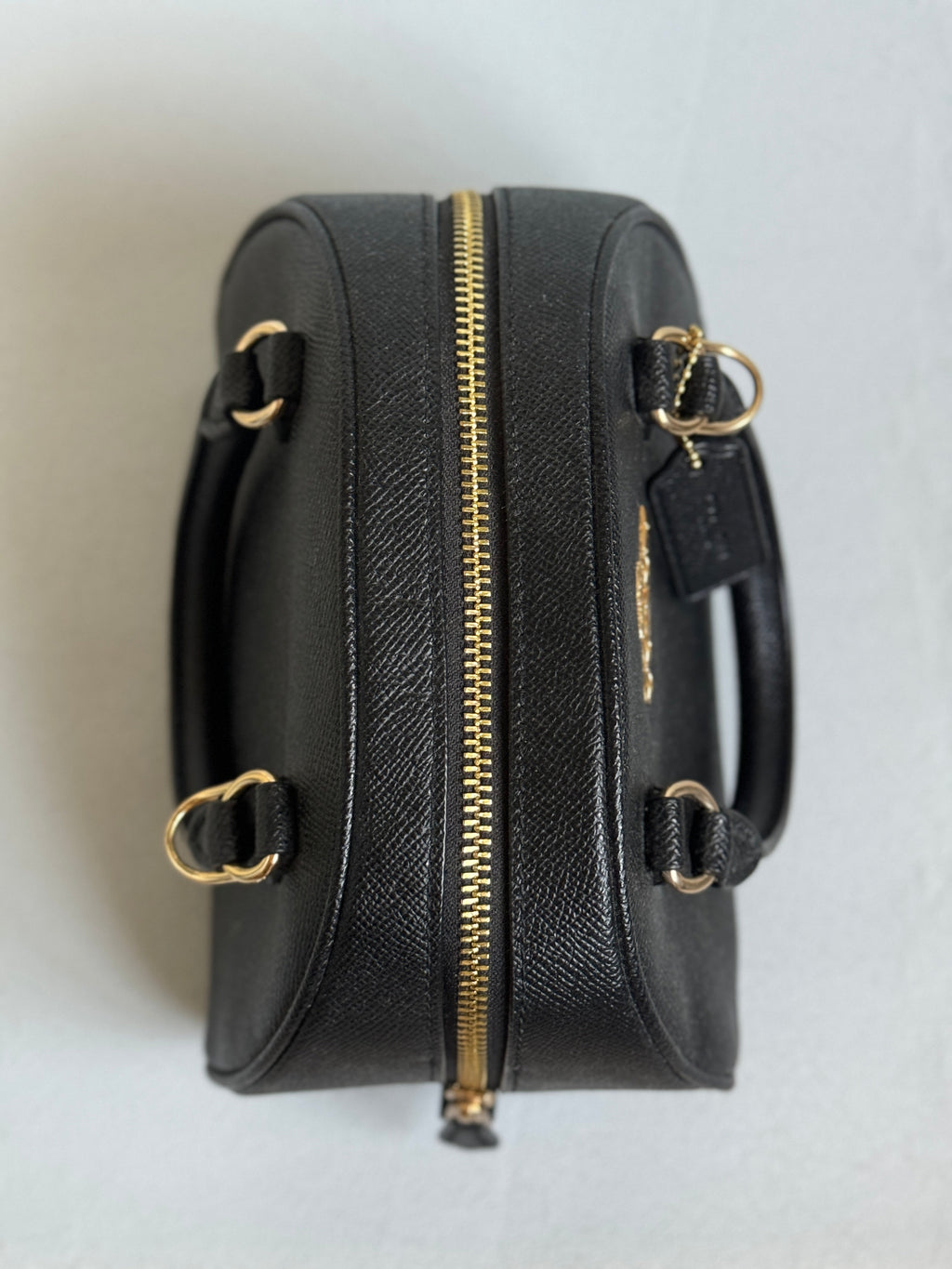 Coach Sydney Black with Strap and Gold Hardware (Burgundy Interior)