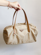 Prada Nylon Mini Duffle Bowler Handbag in Brown