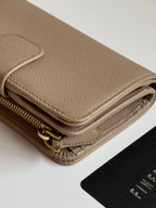 Prada Saffiano Leather Compact Wallet in Cammeo Multicolor