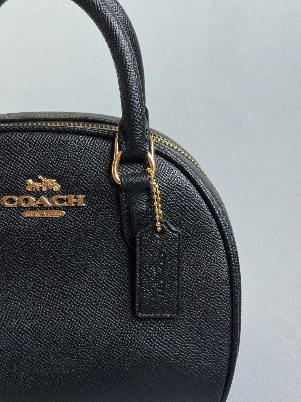 Coach Sydney Black with Strap and Gold Hardware (Burgundy Interior)