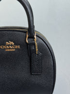 Coach Sydney Black with Strap and Gold Hardware (Burgundy Interior)