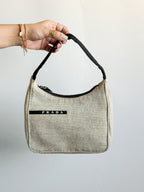 Prada Mini Hobo Gray/Beige Canvas Handbag