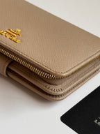 Prada Saffiano Leather Compact Wallet in Cammeo Multicolor