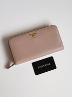 Prada Vitello Move Zip Around Long Wallet in Cammeo Nude Pink