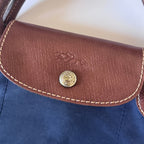Longchamp Le Pliage Navy Blue & Green Small & Large Short Handle
