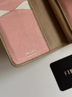 Prada Saffiano Leather Compact Wallet in Cammeo Multicolor