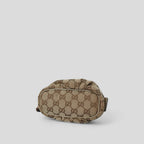 Gucci GG Canvas and Matte Gold Taupe Leather Toiletry Makeup/Cosmetic Pouch
