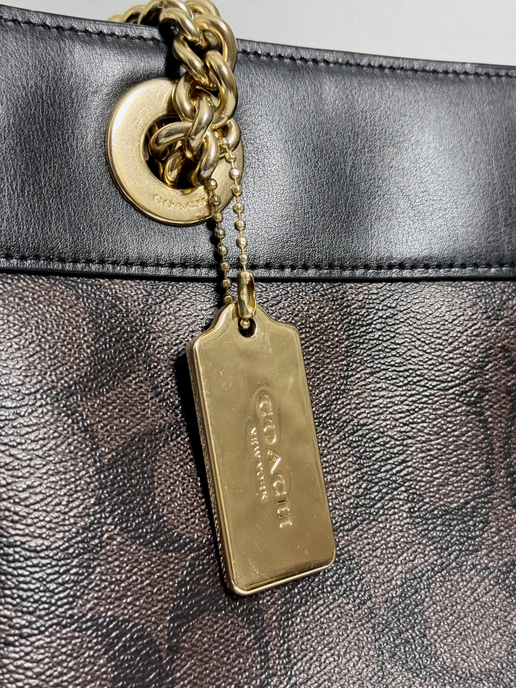 Coach Brooke Chain Carryall Shoulder Bag in Signature Canvas and Gold Hardware (Rare)