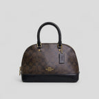 Coach Mini Sierra Handbag in Signature Brown Canvas with Strap