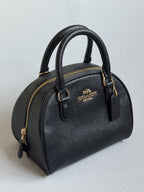 Coach Sydney Black with Strap and Gold Hardware (Burgundy Interior)