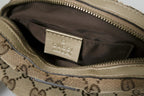 Gucci GG Canvas and Matte Gold Taupe Leather Toiletry Makeup/Cosmetic Pouch