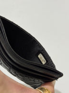Chanel Camellia Black Lambskin Leather Light Gold Hardware Card Case Series 26