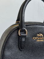 Coach Sydney Black with Strap and Gold Hardware (Burgundy Interior)