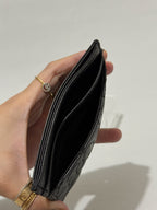 Chanel Camellia Black Lambskin Leather Light Gold Hardware Card Case Series 26