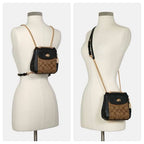 Coach Convertible Mini Backpack in Black and Khaki Signature Canvas