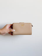 Prada Saffiano Leather Compact Wallet in Cammeo Multicolor