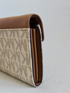Michael Kors Tan and Off White Wallet on Gold Chain Crossbody Bag