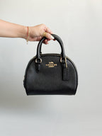 Coach Sydney Black with Strap and Gold Hardware (Burgundy Interior)