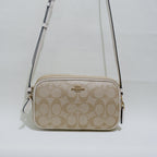 Coach Double Zip Crossbody Pouch in Light Khaki Chalk Signature Canvas