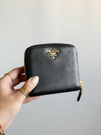 Prada Black Saffiano Leather Compact Wallet