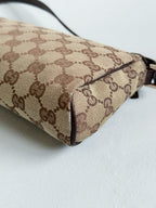 Gucci GG Canvas Abbey D-Ring Pochette Handbag Champagne Gold Hardware