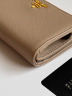 Prada Saffiano Leather Compact Wallet in Cammeo Multicolor