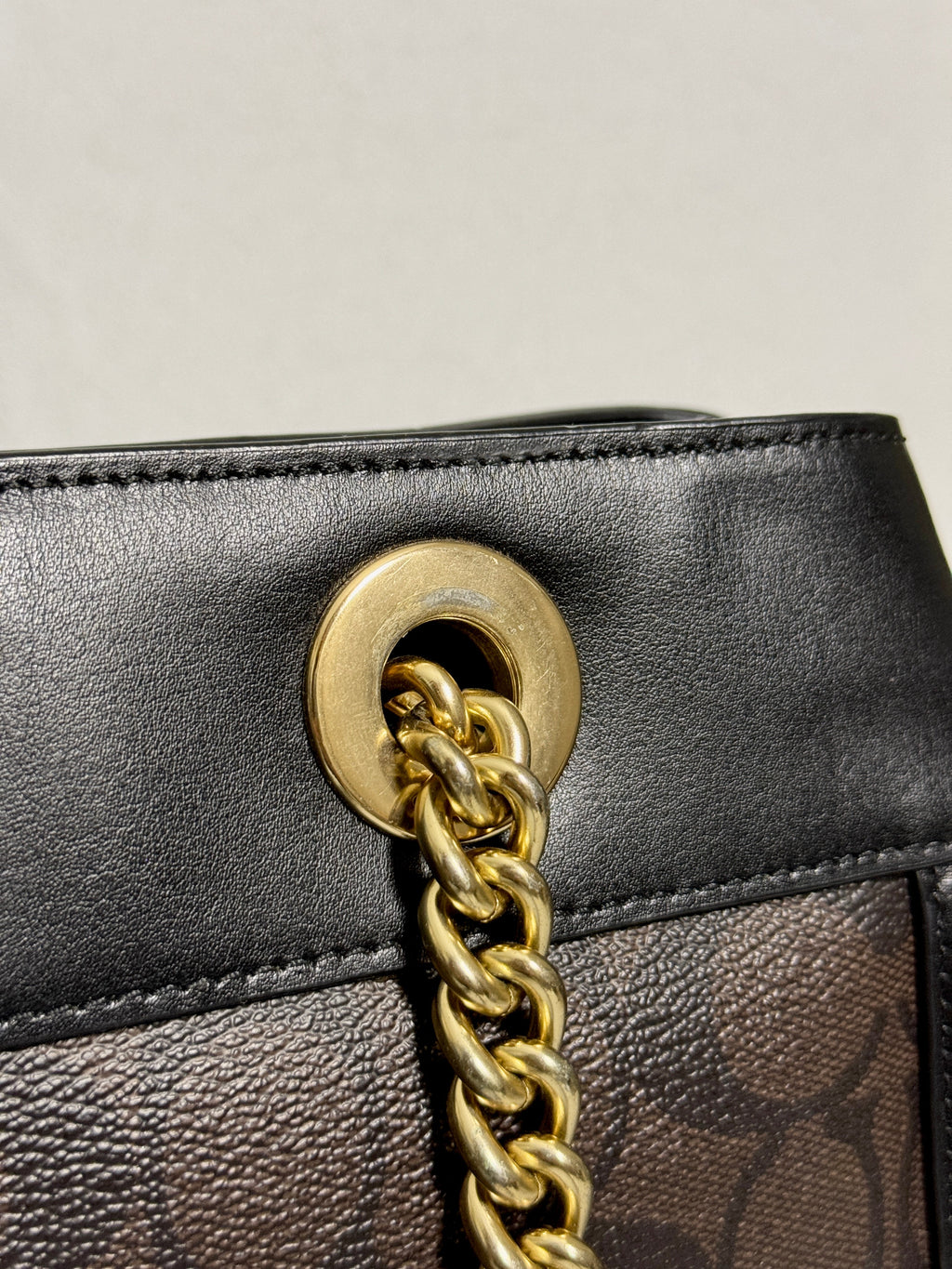 Coach Brooke Chain Carryall Shoulder Bag in Signature Canvas and Gold Hardware (Rare)