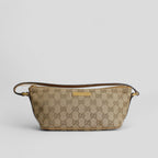 Gucci GG Canvas and Tan Leather Boat Pochette Bag