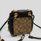 Coach Convertible Mini Backpack in Black and Khaki Signature Canvas