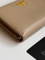 Prada Saffiano Leather Compact Wallet in Cammeo Multicolor