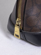 Coach Mini Sierra Handbag in Signature Brown Canvas with Strap