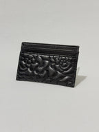 Chanel Camellia Black Lambskin Leather Light Gold Hardware Card Case Series 26