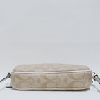 Coach Double Zip Crossbody Pouch in Light Khaki Chalk Signature Canvas