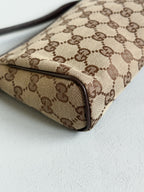 Gucci GG Canvas Abbey D-Ring Pochette Handbag Champagne Gold Hardware