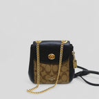 Coach Convertible Mini Backpack in Black and Khaki Signature Canvas