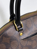 Coach Mini Sierra Handbag in Signature Brown Canvas with Strap