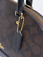 Coach Mini Sierra Handbag in Signature Brown Canvas with Strap