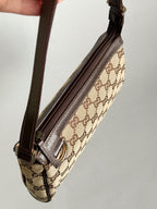Gucci GG Canvas Abbey D-Ring Pochette Handbag Champagne Gold Hardware