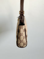 Gucci GG Canvas Abbey D-Ring Pochette Handbag Champagne Gold Hardware